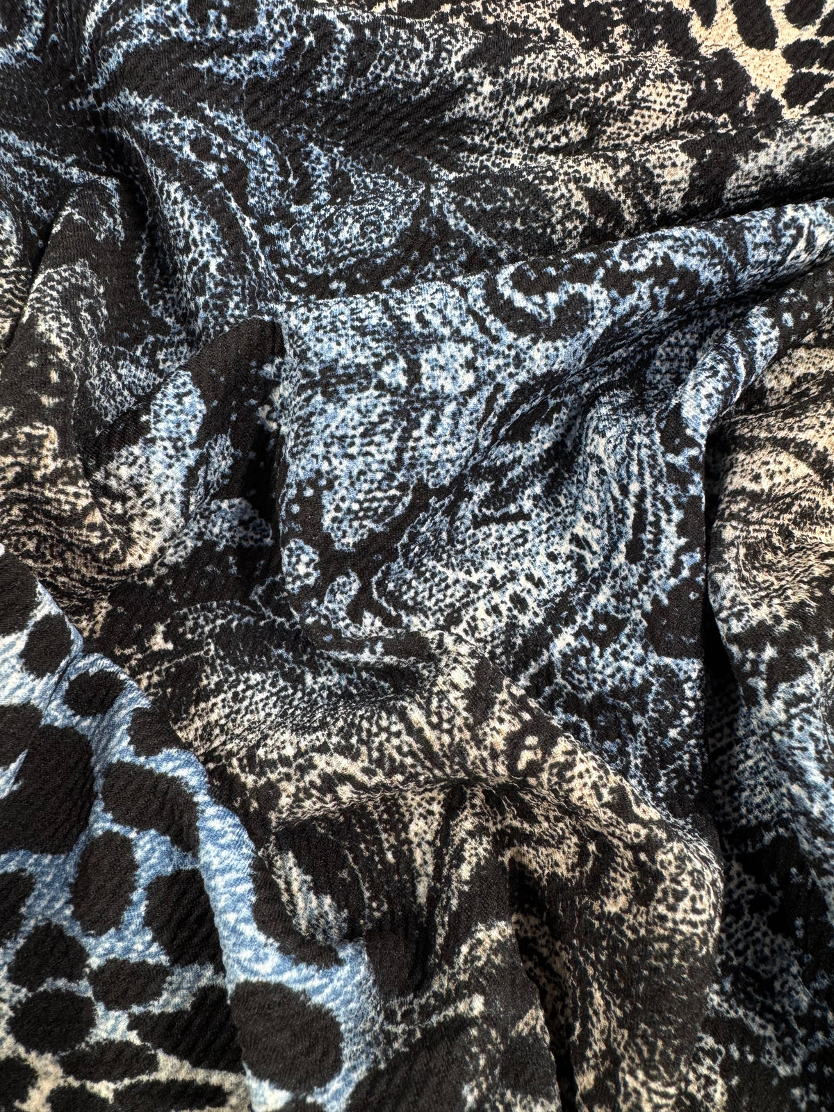 Azure Baroque textured knit fabric close up