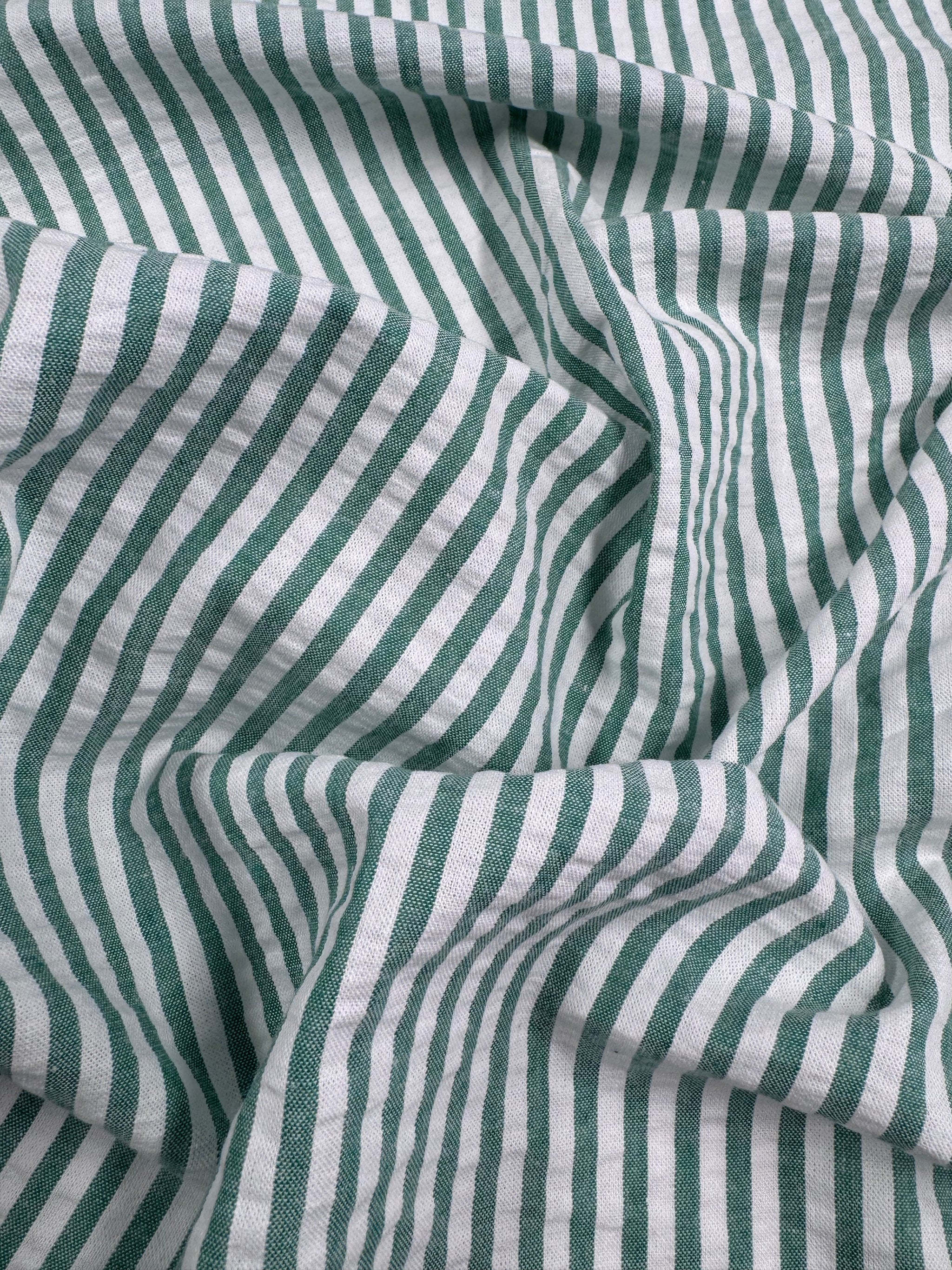 Cotton Seersucker - green/Ivory - 145cm