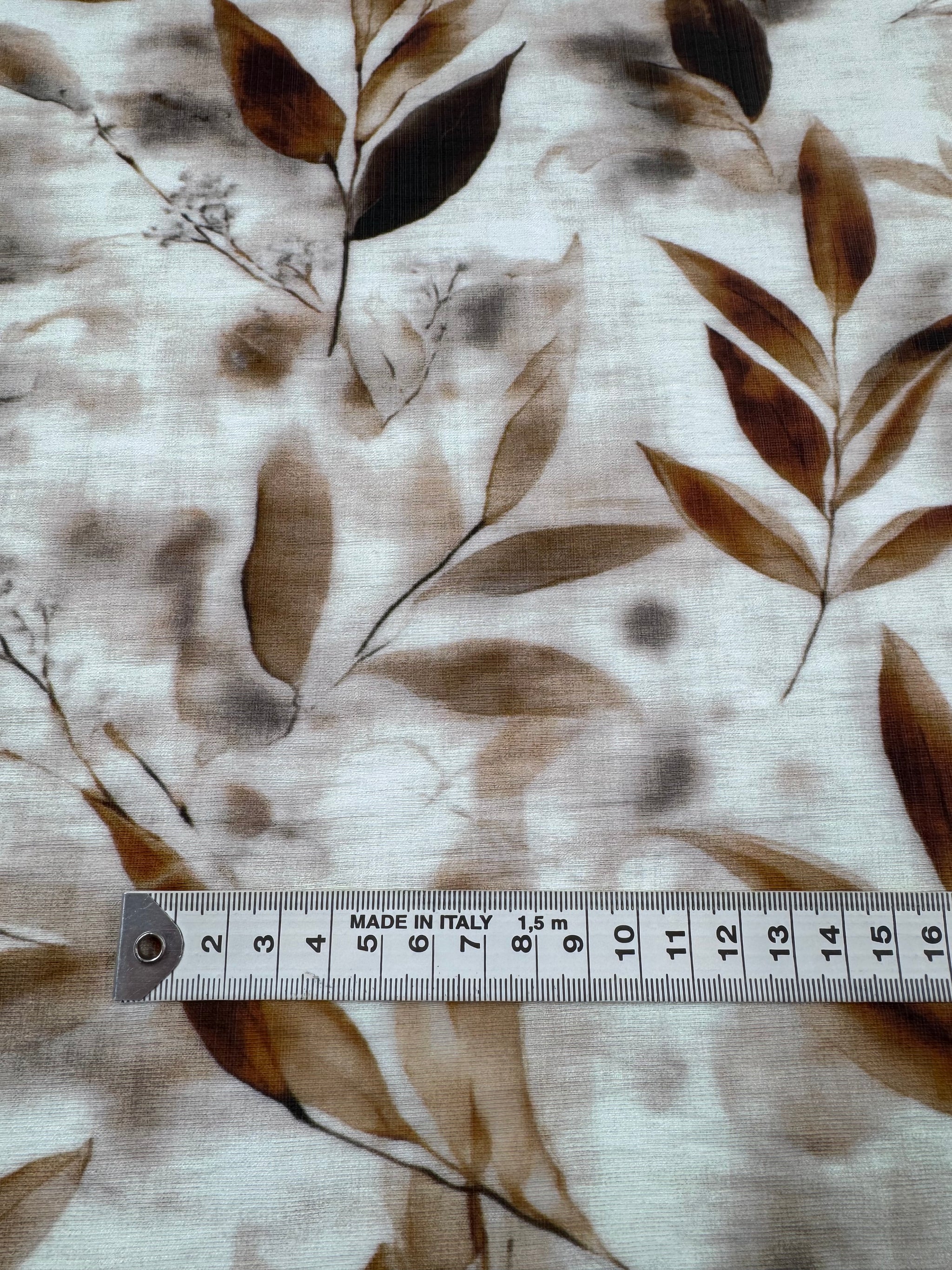 Linen Blend - Mocha Leaves - 152cm