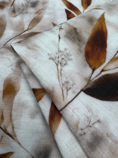Linen Blend - Mocha Leaves - 152cm