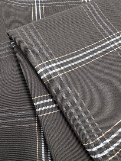Pure Wool Suiting - Mocha Check - 152cm