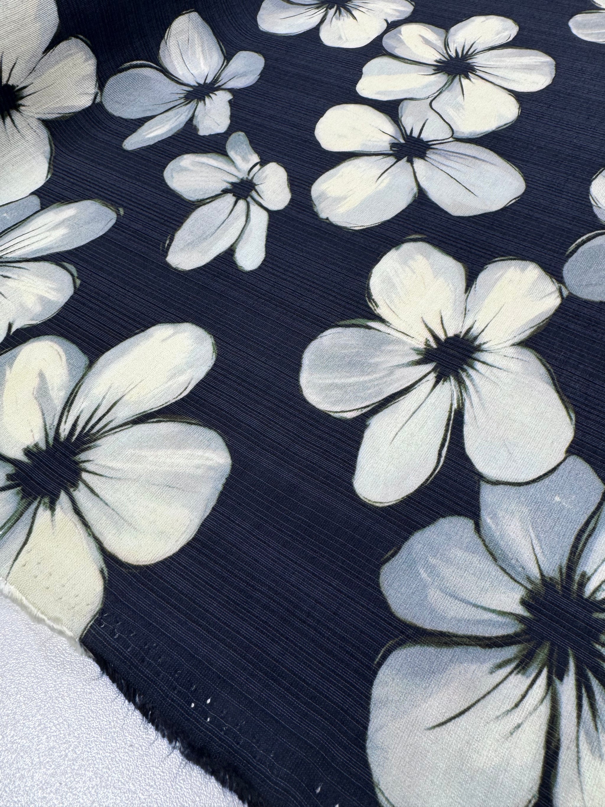 Linen Blend - Midnight Frangipani - 152cm