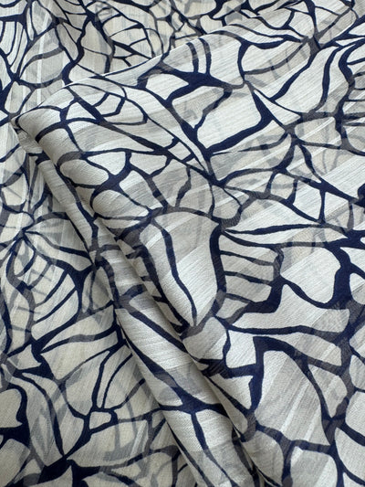 Designer Chiffon - Cobalt Abstract - 145cm