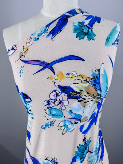 Printed Lycra - Blue Botanica - 148cm
