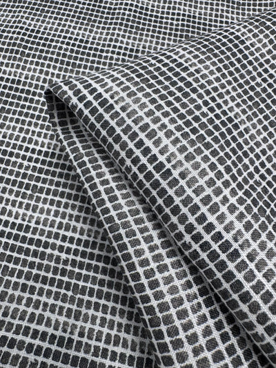 100% Pure Linen Lawn - Grey Micro Check - 135Cm