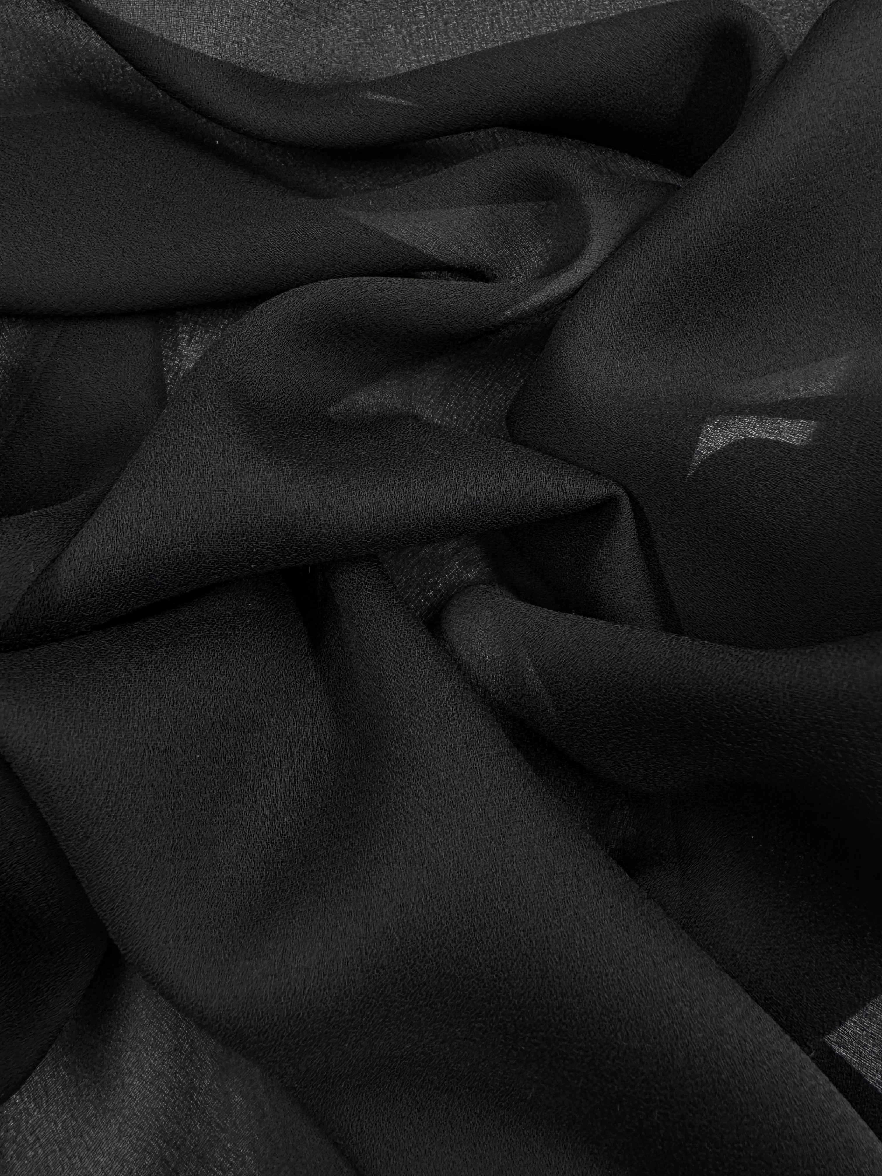 Plain Georgette - Black - 114cm