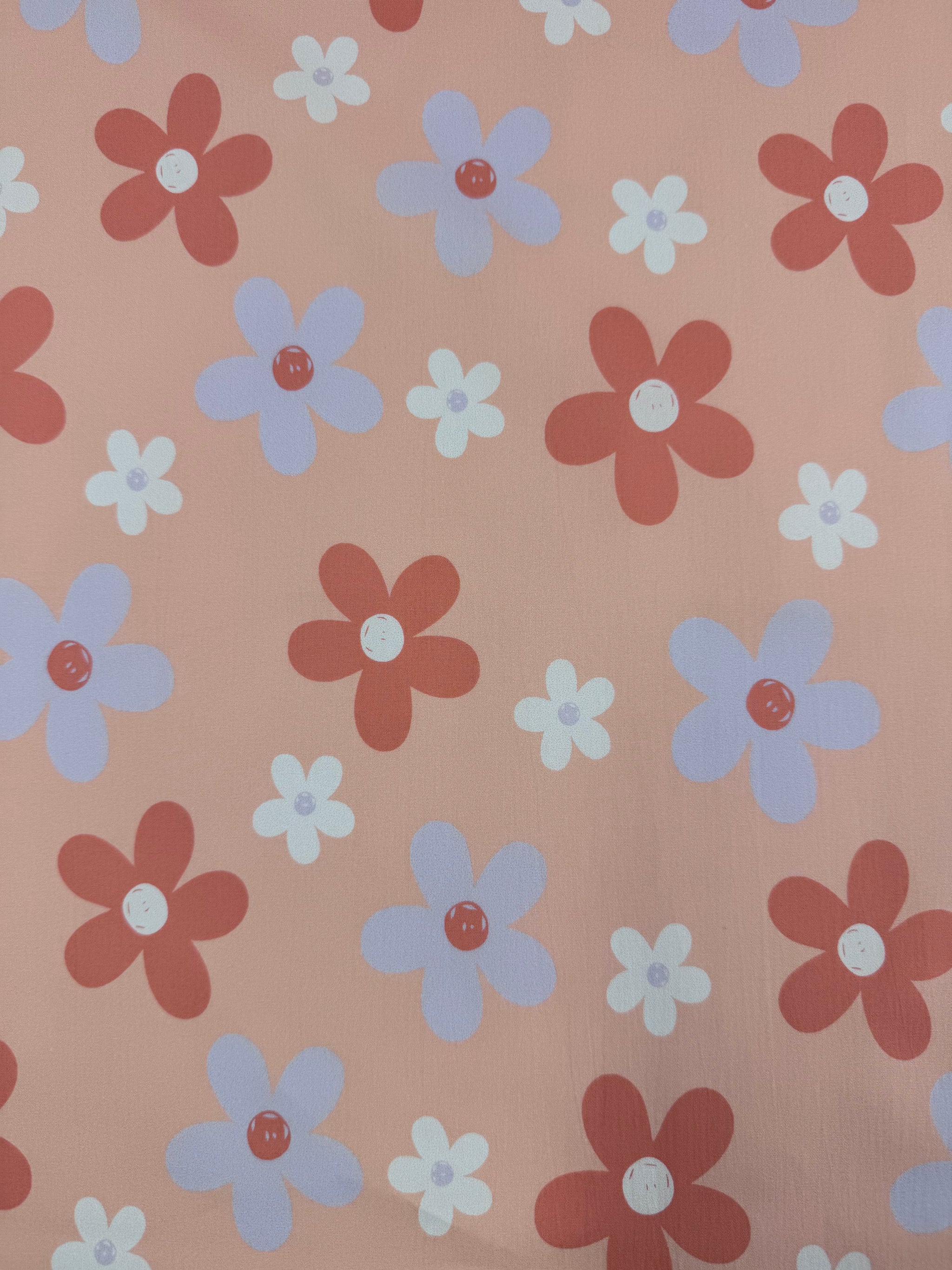 Printed Cotton - Peach Daisy - 150cm