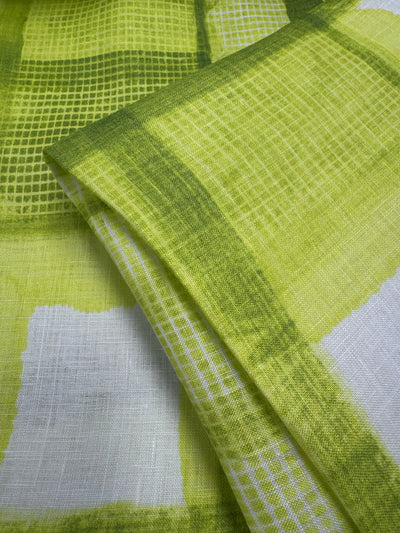 100% Pure Linen Lawn - Lime Plaid - 136Cm