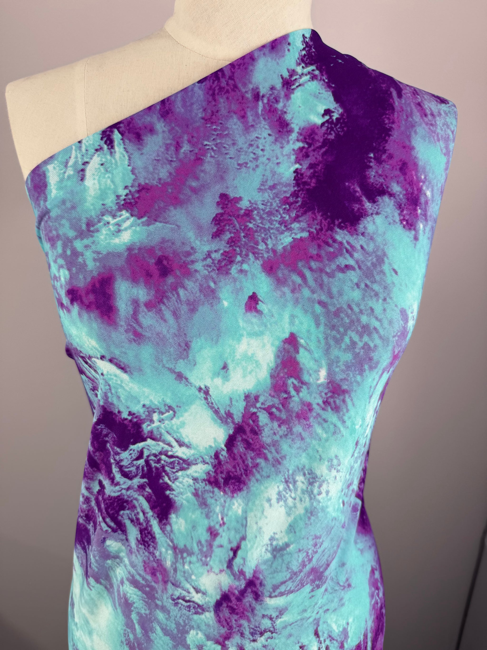 Designer Printed Lycra - Amethyst Mist - 150cm