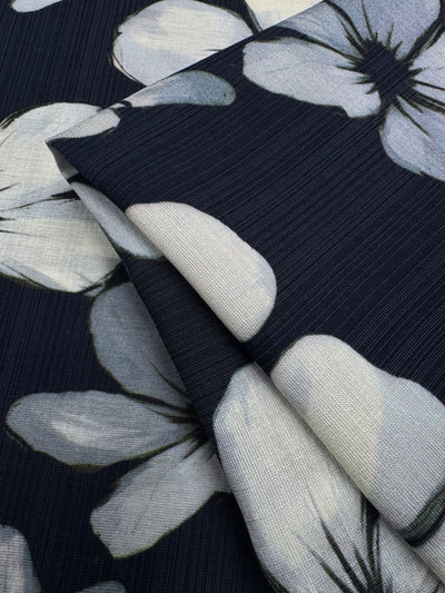 Linen Blend - Midnight Frangipani - 152cm