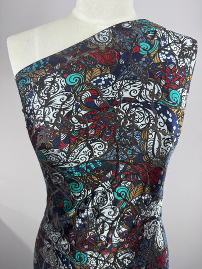 Stretch Velour - Eclipse Paisley - 150cm