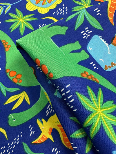 Printed Delsutered Satin - Dino Jungle - 150cm