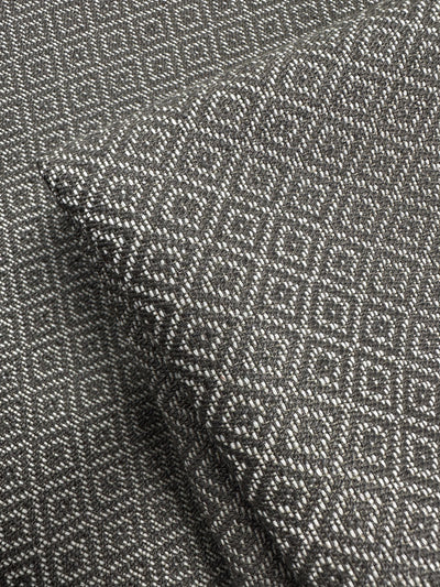 Geometric Diamond Weave Upholstery - Windermere Dark Putty - 142cm