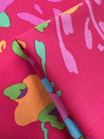 Printed Linen Blend - Wild Fuchsia - 145cm