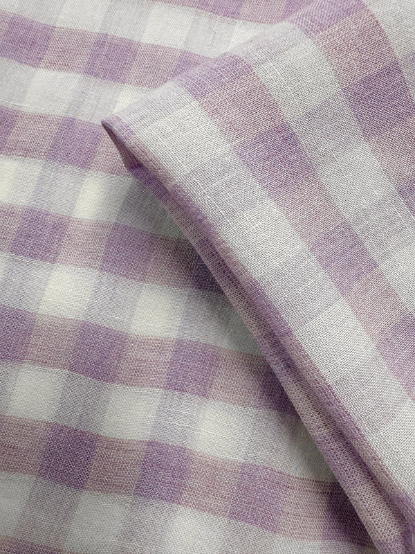Pure Linen Voile - Lilac Gingham Check - 165cm