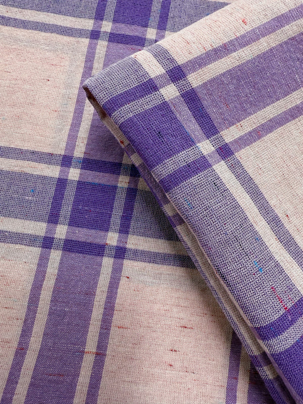 Pure Linen Slub - Lavender Plaid - 152cm