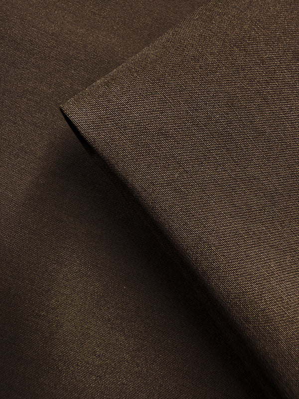 A close-up of Super Cheap Fabrics' Cotton Bengaline in Espresso Brown (145cm) shows its fine textured weave and smooth surface.