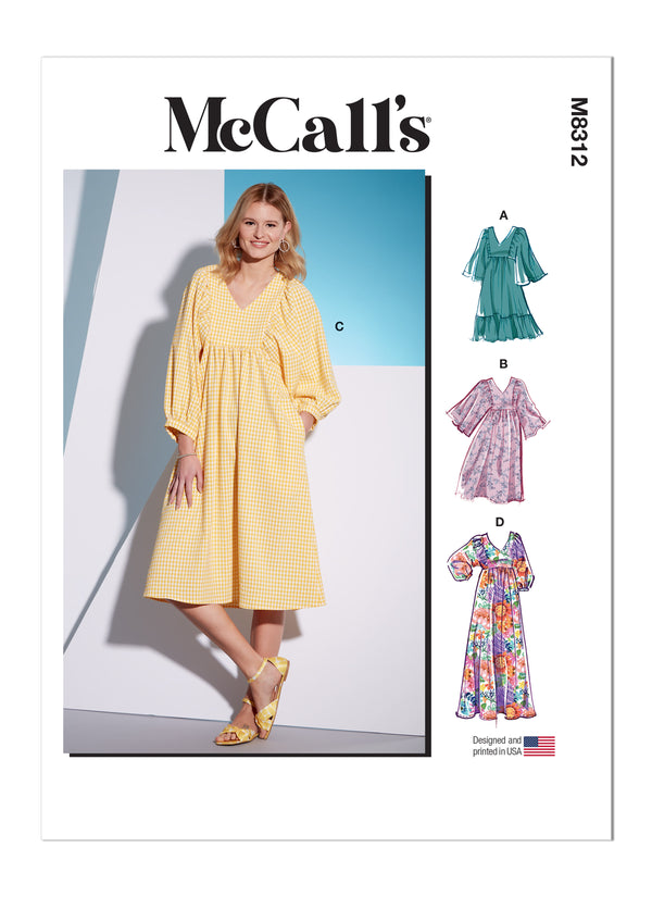 Pattern - Mccall's - M8312 - Misses’ Dresses (XS,S,M)