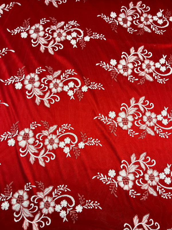 Embroidered Lace - Scarlet - 150cm