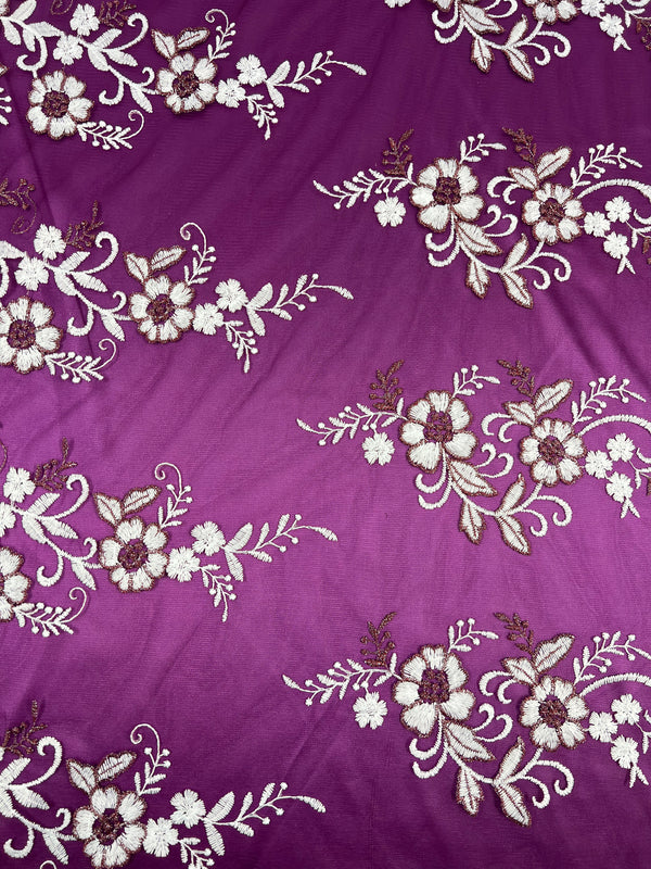 Embroidered Lace - Plum - 150cm