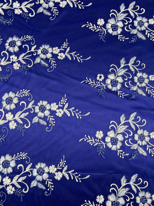 Embroidered Lace - Royal - 150cm