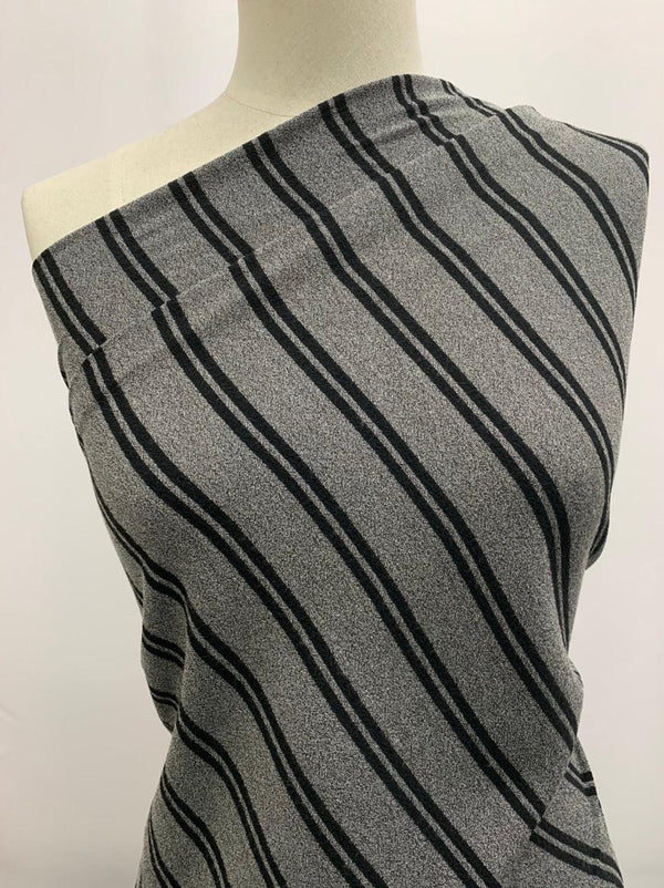 Crepe - Zoe Stripe - Black - Super Cheap Fabrics
