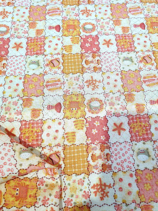 Super Cheap Fabrics - Craft & Quilt - Orange Patchwork - 112cm