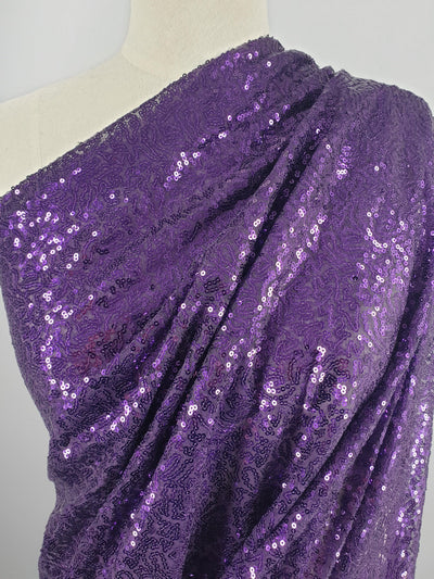 Evening  Sequins - Purple - 150cm - Super Cheap Fabrics
