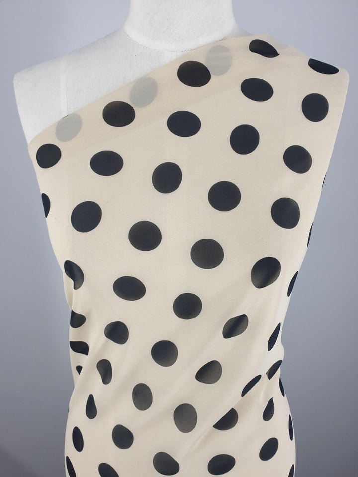 Printed Chiffon - Beige Spot - 150cm - Super Cheap Fabrics