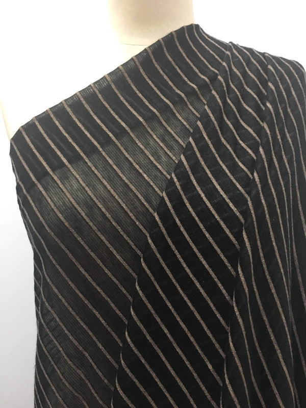 Black & Beige Marle Stripe - Super Cheap Fabrics