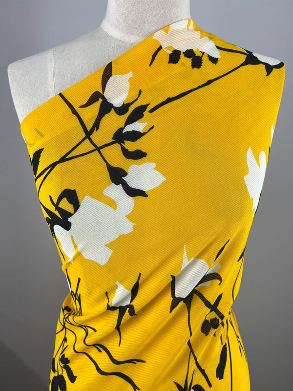 Textured Chiffon - Lemon Silhouette - 150cm - Super Cheap Fabrics