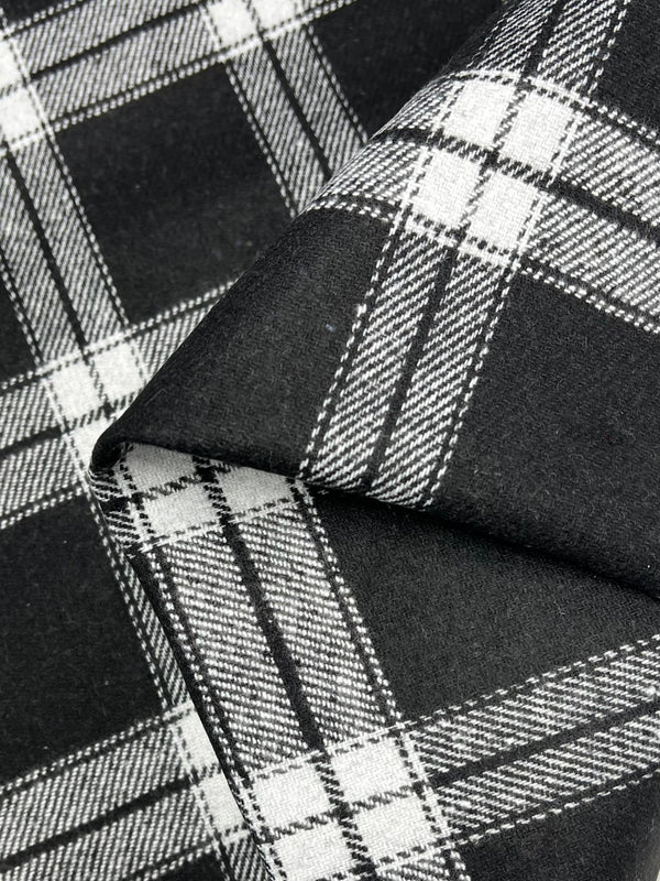 Wool Flannel - Monochrome Tartan - 150cm