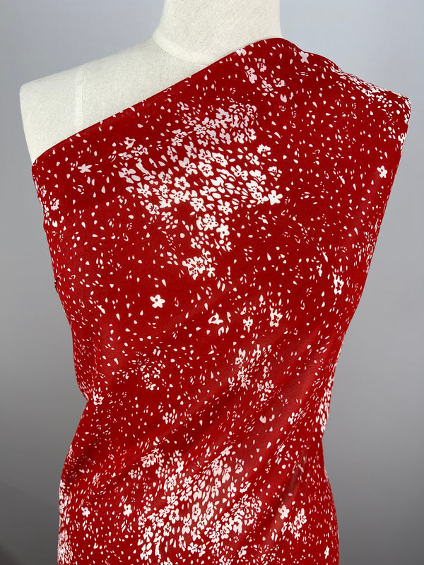 Printed Georgette - Red and White Lobularia - 150cm