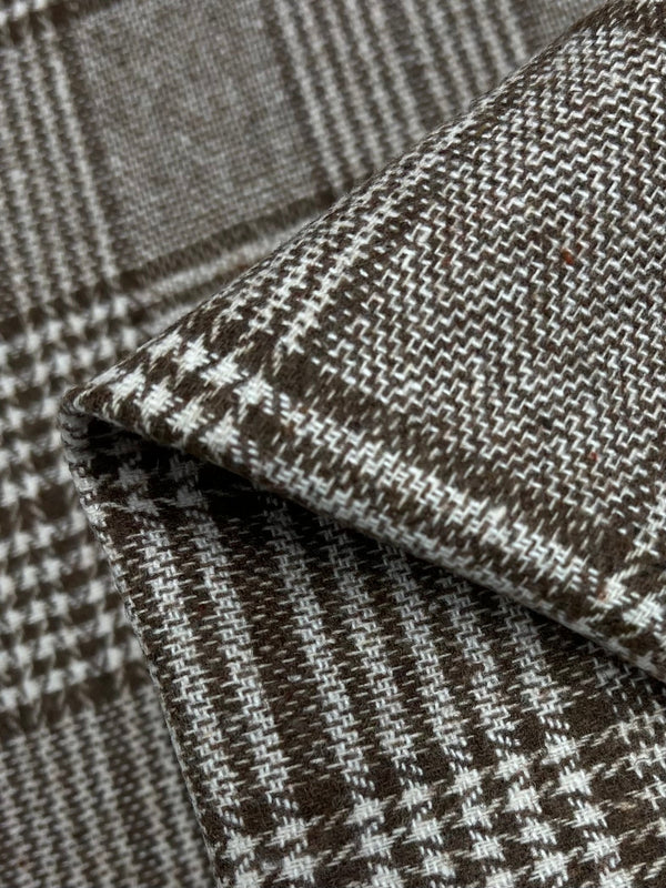 Wool Flannel - Brown and White Plaid - 150cm