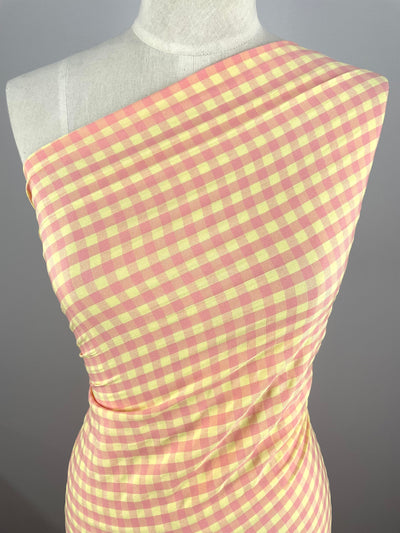 Cotton Poly -  Pink & Yellow Gingham - 150cm