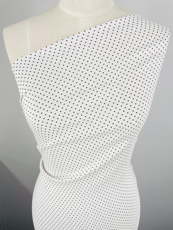 Stretch Bengaline - White Pin - 150cm - Super Cheap Fabrics